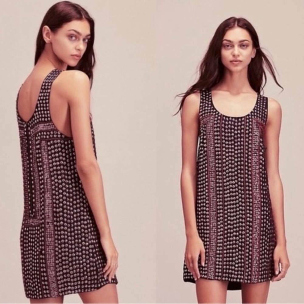 Free People Shifting Gears Sequin Mini Dress Black Studded Small